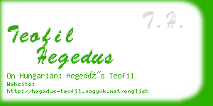 teofil hegedus business card